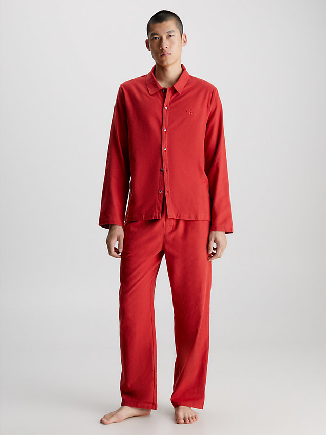 red pyjamaset met flanellen broek voor heren - calvin klein