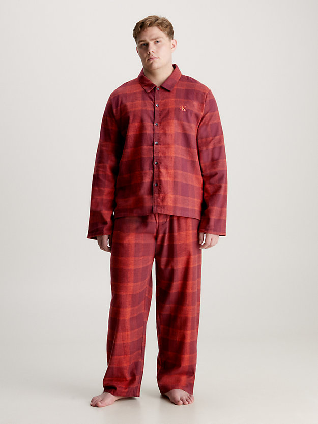 gradient check_red clay pyjama-hose aus flanell für herren - calvin klein