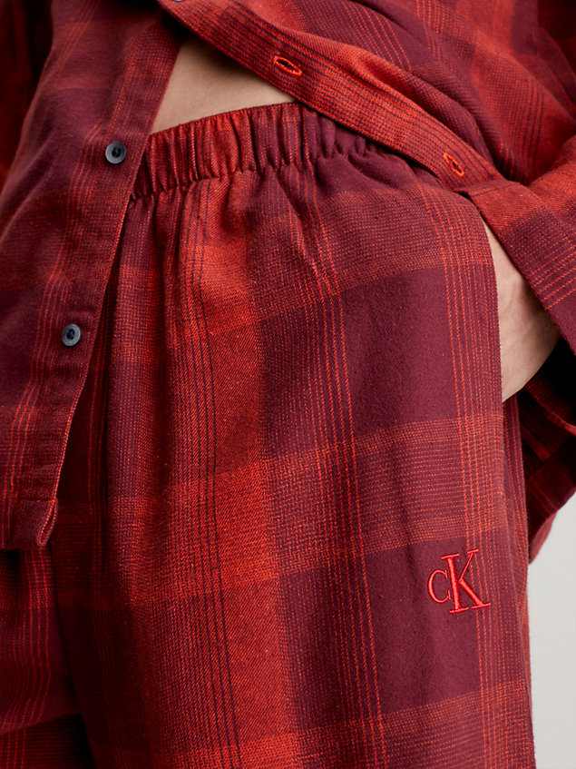 red flannel pants pyjama set for men calvin klein