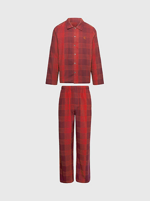 conjunto de pantalones de pijama de franela red de hombre calvin klein