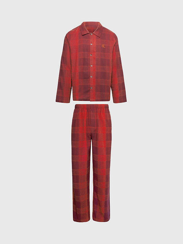 red pyjama-hose aus flanell für herren - calvin klein