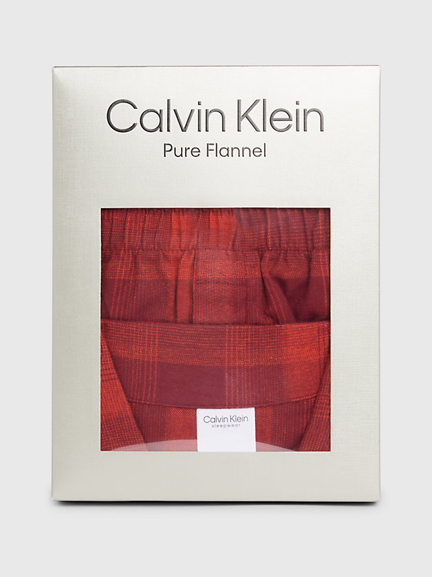gradient check_red clay flanelowe spodnie od piżamy dla mężczyźni - calvin klein