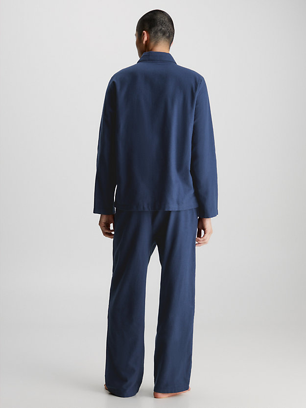 blue shadow flannel pants pyjama set for men calvin klein