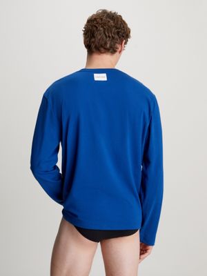 blue pyjama-top mit langen ärmeln - pure für herren - calvin klein