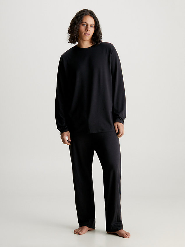 black pants pyjama set - cotton stretch for men calvin klein