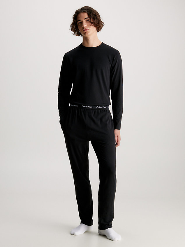 black pants pyjama set - cotton stretch for men calvin klein