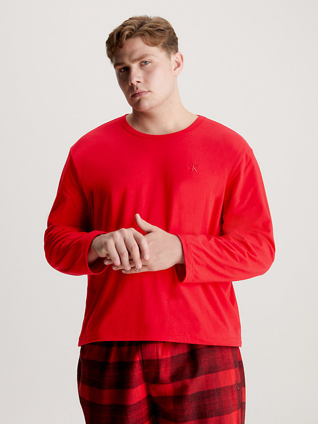 rouge long sleeve pyjama top for men calvin klein