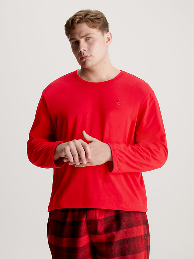 red langarm-pyjama-top für herren - calvin klein