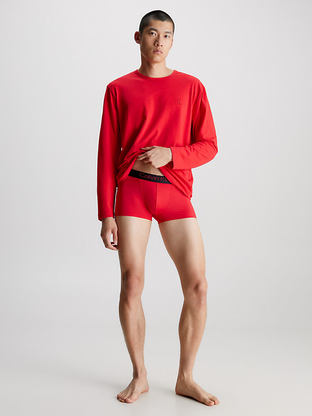 red long sleeve pyjama top for men calvin klein