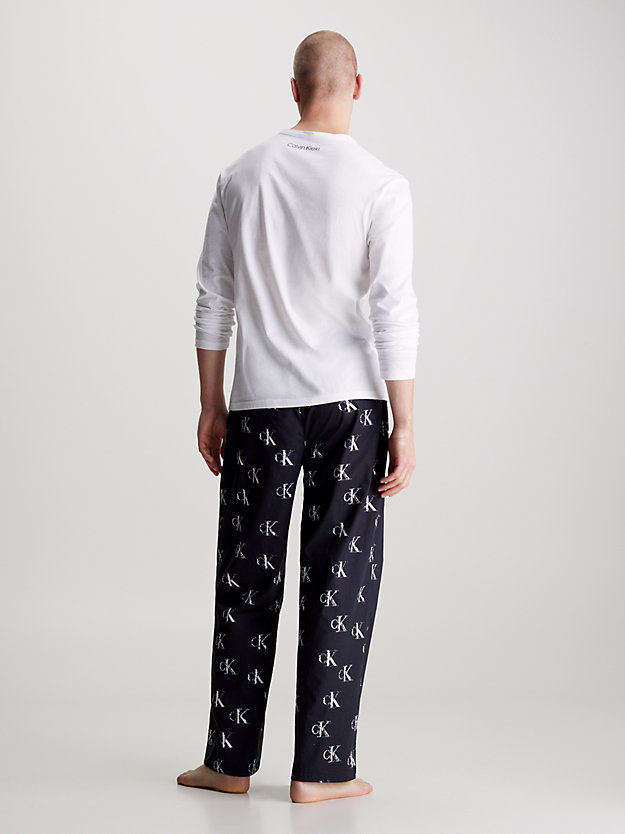 white top/lit ck distr prt_blk btm pyjama set - ck96 for men calvin klein