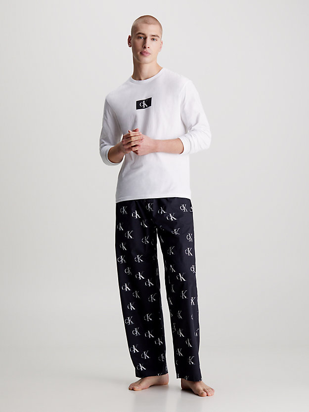 white top/lit ck distr prt_blk btm pyjama set - ck96 for men calvin klein