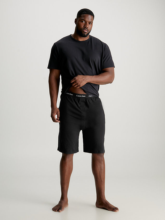 black plus size pyjama shorts - cotton stretch for men calvin klein