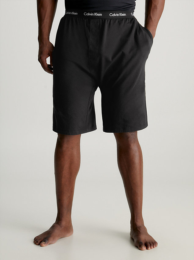 black plus size pyjama shorts - cotton stretch for men calvin klein