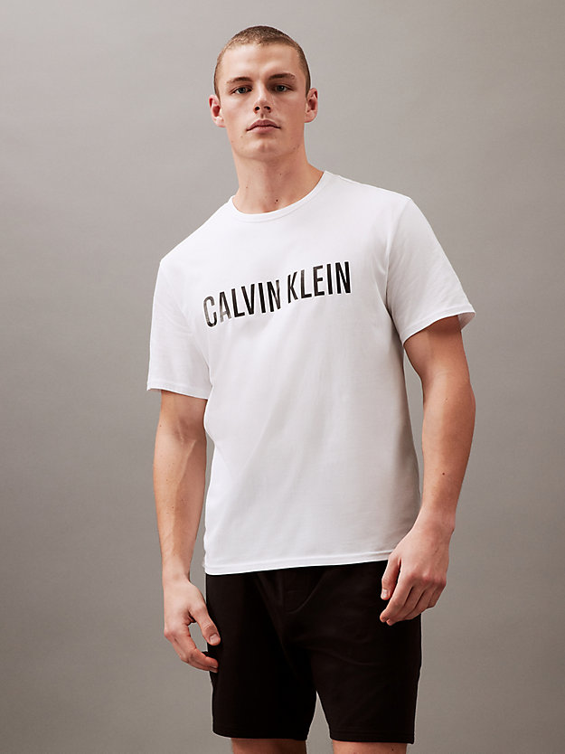 white w/ black logo lounge t-shirt - intense power for men calvin klein