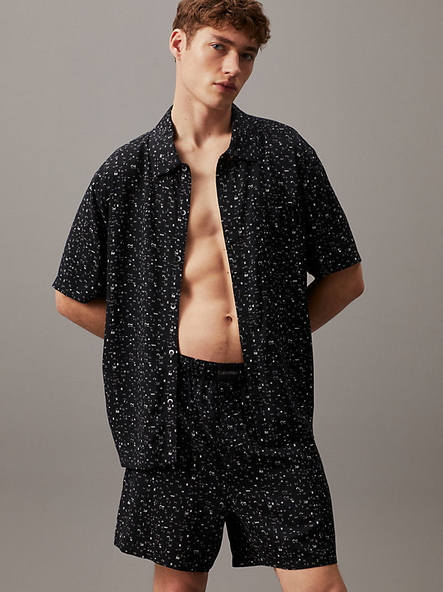 scattered logo_black pyjama top - pure for men calvin klein