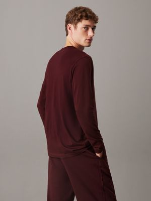 truffle brown long sleeve pyjama top for men calvin klein