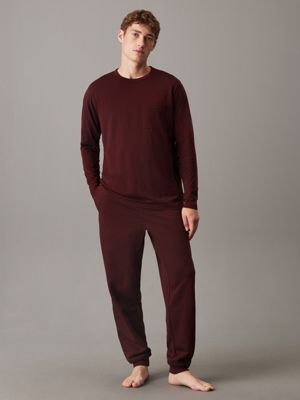 truffle brown long sleeve pyjama top for men calvin klein