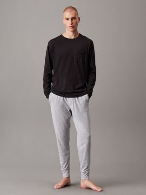 black long sleeve pyjama top for men calvin klein