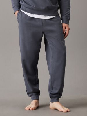 grey cotton fleece lounge joggers for men calvin klein