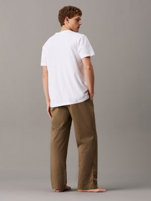 gray olive cotton poplin pyjama pants for men calvin klein