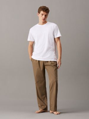 gray olive cotton poplin pyjama pants for men calvin klein