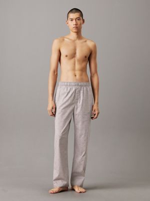 diamond logo brushed nickel cotton poplin pyjama pants for men calvin klein