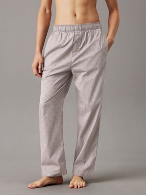 khaki cotton poplin pyjama pants for men calvin klein