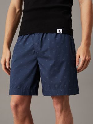 blue cotton poplin pyjama shorts for men calvin klein