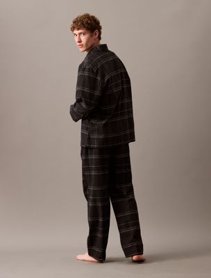 beam plaid black cotton flannel pyjama pants for men calvin klein