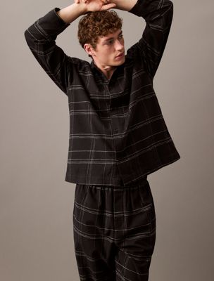 beam plaid black cotton flannel pyjama pants for men calvin klein