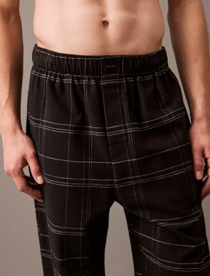 beam plaid black cotton flannel pyjama pants for men calvin klein