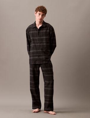 black cotton flannel pyjama pants for men calvin klein