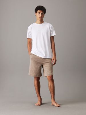 medium brown heather lounge shorts - modern terry for men calvin klein