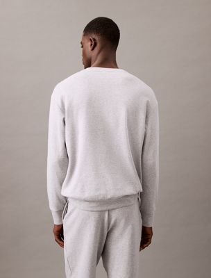 medium grey heather lounge sweatshirt - modern terry for men calvin klein