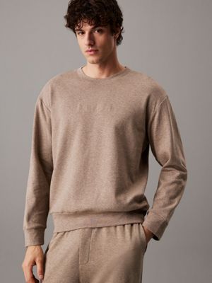 brown lounge sweatshirt - icon cotton terry for men calvin klein