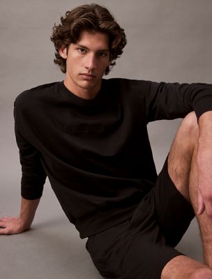 black lounge sweatshirt - modern terry for men calvin klein