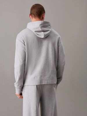 medium grey heather lounge hoodie - modern terry for men calvin klein