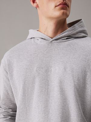 medium grey heather lounge hoodie - modern terry for men calvin klein