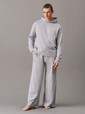 medium grey heather lounge hoodie - modern terry for men calvin klein