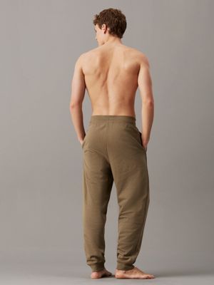 gray olive cotton fleece lounge joggers for men calvin klein