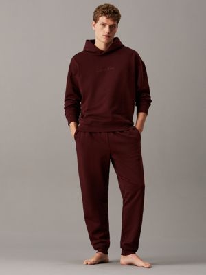 truffle brown cotton fleece lounge joggers for men calvin klein