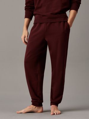 brown cotton fleece lounge joggers for men calvin klein