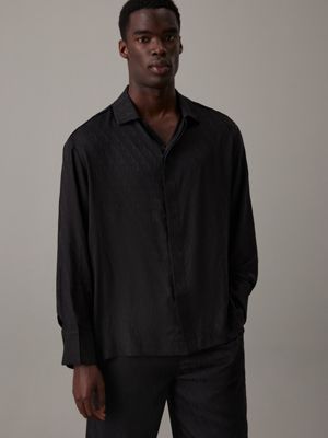 black pyjama top - satin jacquard for men calvin klein