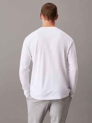 classic white long sleeve lounge t-shirt for men calvin klein