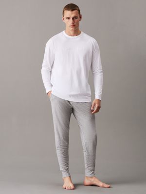 classic white long sleeve lounge t-shirt for men calvin klein