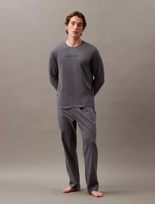 grey long sleeve lounge t-shirt for men calvin klein