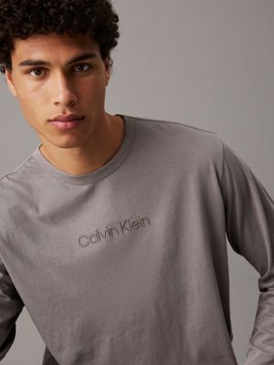 brushed nickel long sleeve lounge t-shirt for men calvin klein