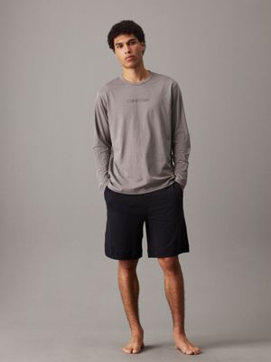 brushed nickel long sleeve lounge t-shirt for men calvin klein