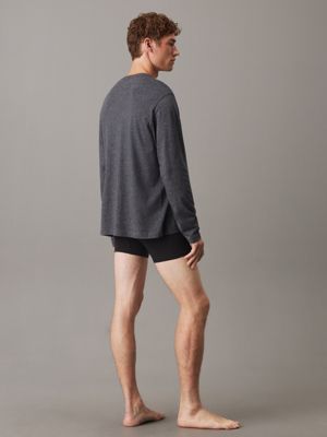 dark grey heather long sleeve lounge t-shirt for men calvin klein