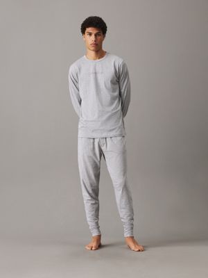 grey heather long sleeve lounge t-shirt for men calvin klein